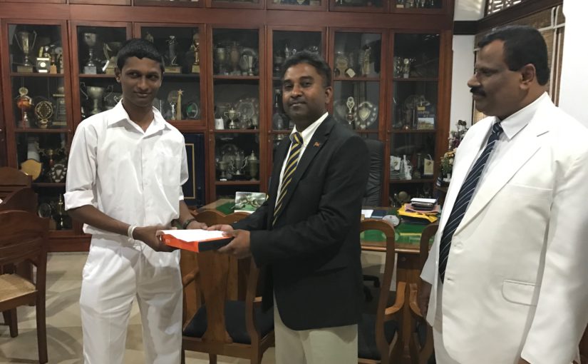 Commendation Letter & Gift to RC Computer Society Student Sachith Gamage